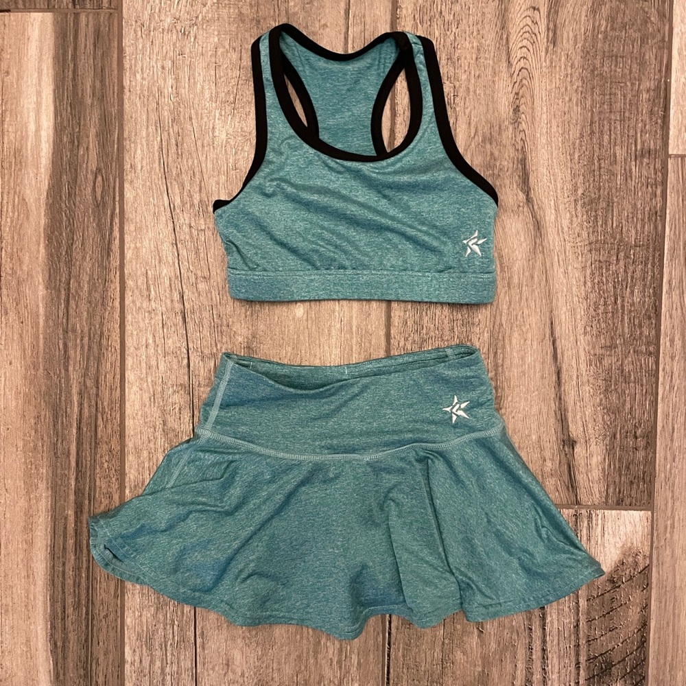 Rebel Athletic Girls Skirt Set Youth Small Teal